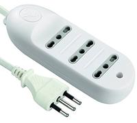 Electraline 62007 Multipresa con Cavo, 1.5 mt, 3 Prese Bivalenti, Bianco