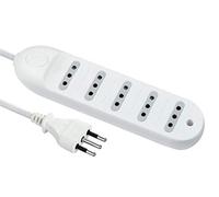 Electraline 62008, Multipresa 5 posti 10A, Spina piccola 10 - Cavo 1,5 mt, Bianco