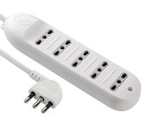 Electraline 62009 Multipresa 5 Posti Bivalenti 10/16A - Cavo 1,5 mt Bianco