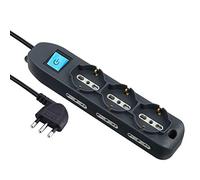 Electraline 62019 Multipresa 9 Posti 3 Polivalenti Schuko 10/16A + 6 Bivalenti 10/16A-Cavo, Nero, 1.5 m