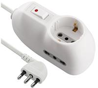Electraline Multipresa protetta 62023 – cavo 1 m, 1 presa IT/DE + 2 bipasso 10/16A, interruttore