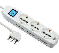 Electraline 62038 Multipresa con 9 Posti, 3 Polivalenti e 6 Bivalenti 10/16A, Bianco, 3 m