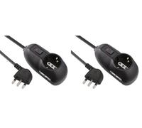 Electraline 62043 Multipresa, 3 Posti, 1 Schuko, 2 Bivalenti 10/16A, Cavo 3 m, Spina Piccola 10A, Nero, 3m (Confezione da 2)