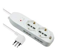 Electraline 62047 Multipresa 6 Posti, 2 Polivalenti, 4 Bivalenti 10/16A, Cavo 2 m, Spina Piccola 10A, Bianco