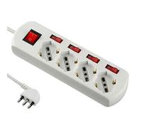 Electraline Multipresa 62058, 4 posti, 4 interruttori indipendenti, 4 prese polivalenti, Bianco