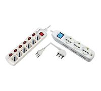 Electraline 62059 Multipresa 6 Posti Polivalenti Generale, 6 Interruttori Indipendenti, 6 Prese Universali, Bianco & 62002 Multipresa 9 Posti, Bianco, 1.5 M