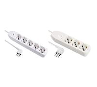 Electraline 62064 Multipresa 5 Posti polivalenti, Colore Bianco, Cavo 1,5 m-Spin