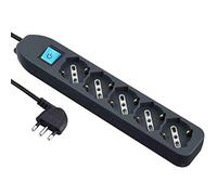Electraline 62065 Multipresa 5 posti polivalenti (schuko + 10/16A) con Interruttore-Cavo 1,5 m Nero