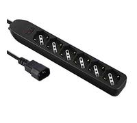 ELECTRALINE - 62067 Multipresa Per Ups Con 6 Posti Bivalenti 10/16a Con Interruttore Di Sicurezza, Spina Ingresso Tipo Vde C14, Cavo 1,5m, Nero - SPEDIZIONE GRATUITA