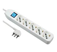 Electraline 62070 Multipresa 5 posti polivalenti (schuko + 10/16A) con Interruttore-Cavo 1,5 m Bianco
