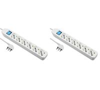 Electraline 62071 Multipresa 6 Posti Polivalenti, Bianco, Taglia Unica (Confezione da 2)