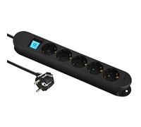 Electraline 62084, Multipresa Professionale da Lavoro 5 prese schuko, 3 metri, 2 magneti per fissare a pareti metalliche, nera