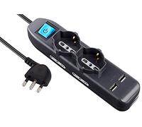 Electraline 62095 Multipresa 6 Posti 2 Polivalenti Schuko 4 Bivalenti 10/16A 2 Prese USB 2.1A -Cavo 1,5 M, Nero