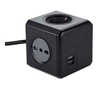 Electraline Ciabatta Multipresa 4 Posti USB colore Nero - 62099 Modello Cubo Dual