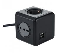 Electraline 62099 Multipresa Cubo Powercube 4 Posti con 2 USB 2.1A