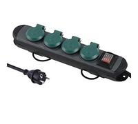 Electraline 62185 Multipresa Professionale da Lavoro per Outdoor, 4 prese Schuko con tappo IP44, Cavo in gomma 1.8 metri H07RN-F 3G1,5, Nero/Verde