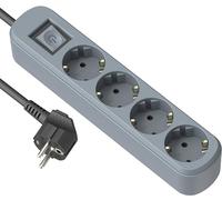 Electraline 62425 Multiple Base Multiple 4 Prese Schuko 16A con Interruttore, Colore Blu, Cavo 1.5M