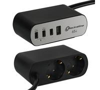 Electraline 62584 Multipresa Scrivania Electradock 2 Prese Schuko + 1 USB-A + 3 USB C 65W Power Delivery, Cavo H05VV-F 3G1.5 lunghezza 2M