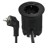 Electraline 62588 Multipresa Scrivania/Presa da Incasso Grommet da Tavolo con Power Delivery 25W 2 USB (1 USB di tipo C+ 1 USB di tipo A) + 1 HUB USB-C 2M, D60mm, 1 Presa Schuko + Spina Schuko