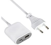 Electraline 62653 Prolunga Elettrica 1,5M / Adattatore da Viaggio/Caricatore Portatile Fast Charge 2 3.5A QC 1 USB Tipo C Compatibile con Ultime tecnologie 17.5W, Grigio