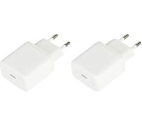 Electraline 70065 Caricatore USB-C Power Delivery PD20W, Adattatore con 1 presa USB tipo C PD2, Spina Europea (Confezione da 2)