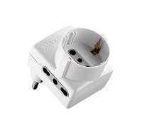 Adattatore triplo 16a>16a bip + sch electraline bianco 2p+t asimmetrico (5 pezzi