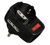 Electraline 70068 Adattatore con Interruttore, Spina Rotante, Nero