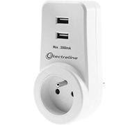 Electraline 70068 - Adattatore multipresa tripla 1 presa 16 A + 2 USB ricarica rapida 3,4 A, colore: Bianco
