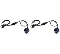 Electraline 70524 Cablaggio Bipolare e Portalampada E27, Interruttore e Spina, Nero (Confezione da 2)