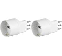 Electraline 71020 Adattatore Disassata Salvaspazio da Schuko a Spina Piccola Italiana 10A, Bianco, Confezione da 2