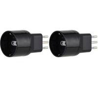 Electraline 71024 Adattatore Disassata Salvaspazio da Schuko a Spina Piccola Italiana 10A, Nero, Confezione da 2