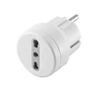 Electraline 71047 Adattatore Presa 10/16 A, Spina Schuko Adattato per i Viaggi in Germania, Spagna, Portogallo, Austria, Grecia, Turchia, Bianco, Confezione da 1