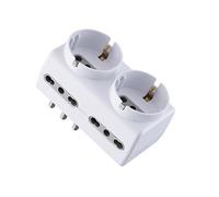 Electraline 71063 Adattatore Spina Tedesca Multipresa 6 Posti 2 Schuko + 4 Bivalenti 10/16A