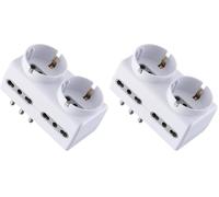 Electraline 71063 Adattatore Spina Tedesca Multipresa 6 Posti 2 Schuko + 4 Bivalenti 10/16A (Confezione da 2)