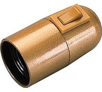 Electraline 71107 Portalampada E27 con Interruttore, Corpo Liscio, Oro