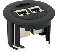 Electraline 71708 Modulo Keystone 2 prese RJ45 + passacavo, diametro 54mm, Colore Nero