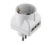 Electraline 71919 Adattatore Tedesca multipresa 3 posti 1 schuko + 2 Spina Piccola 10A, Bianco, Confezione da 1