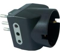 Electraline 71921 Adattatore Schuko Opaco con 2 Prese Bivalenti, Spina 10A 230V, Grigio Opaco