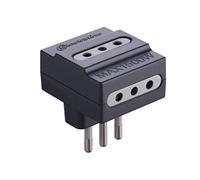 Electraline 71925 Adattatore Triplo, Spina 10A 230V, Presa 10A 230V, Grigio Opaco