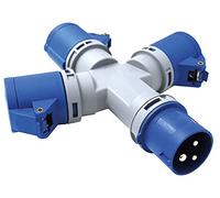 Adattatore multipresa 3 prese industriali con coperchio spina a 3 poli CEE. IP44