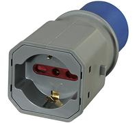 Electraline 80863 Adattatore 3 Poli Industriale Presa polivalente (schuko + 10/16A) Adatto per Camper, Campeggio, Caravan, Barca, cantiere-IP20, Grigio, Spina CEE 2P+T