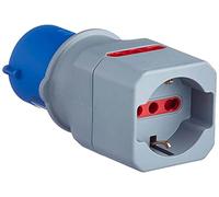 Electraline 80864 Adattatore Industriale da CEE a Schuko 2 Prese 10/16A Italiane, Blu