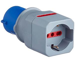 Electraline 80864, Adattatore Industriale da 3 poli CEE a Schuko con 10/16A + 2 prese 10/16A italiane