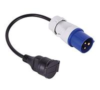 Electraline 900039 Adattatore Cavo in Gomma IP44 da Presa Schuko a Spina CEE (2P+T), Lunghezza 30 cm H07RN-F 3G1.5mm, Adatto per Camper, Campeggio, Caravan, Barca, Cantiere, Nero