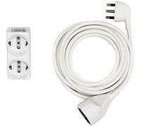 Electraline 92180 SET Prolunga 10 mt spina 16A e presa polivalente (schuko + 10/16A), bianco - sezione cavo 3G1,5 mm² + adattatore 6 posti 2 schuko