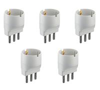 Electraline 92291 Set 5 Adattatori da Schuko a Spina Grande 16A, Bianco, Confezione da 5