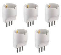 Electraline 92292 Set Adattatori da Schuko a Spina Piccola, Bianco Bianco Single