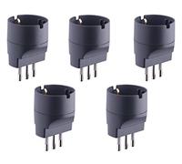 Electraline 92294 Set 5 Adattatori da Schuko a Spina Piccola 10A, Nero, Confezione da 5