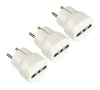 Electraline 92359 Adattatore Presa 10/16 A, Spina Schuko Adattato per i Viaggi in Germania, Spagna, Portogallo, Austria, Grecia, Turchia, Bianco, Confezione da 3