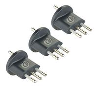 Electraline 92394 Confezione da 3 Adattatori Permanenti da Spina Tedesca/Schuko/Europea a Italiana 10A,Schuko Fix, grigio scuro